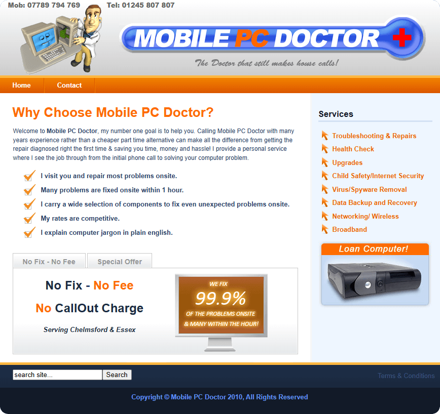 Screen Shot of first Website